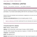 FCA Warning: FINOWIZ / FINOWIZ LIMITED
