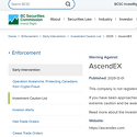 BCSC Warning against AscendEX BCSC Warning against AscendEX